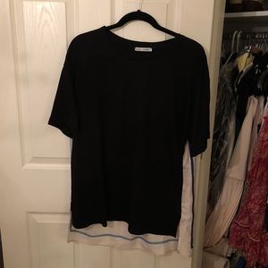 Zara Black Tee w Silk Back